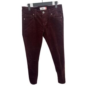 Cabi Wm 4 Red Corduroy Velvet Skinny Jeans Emo Grunge Romantic Goth Punk Minimal